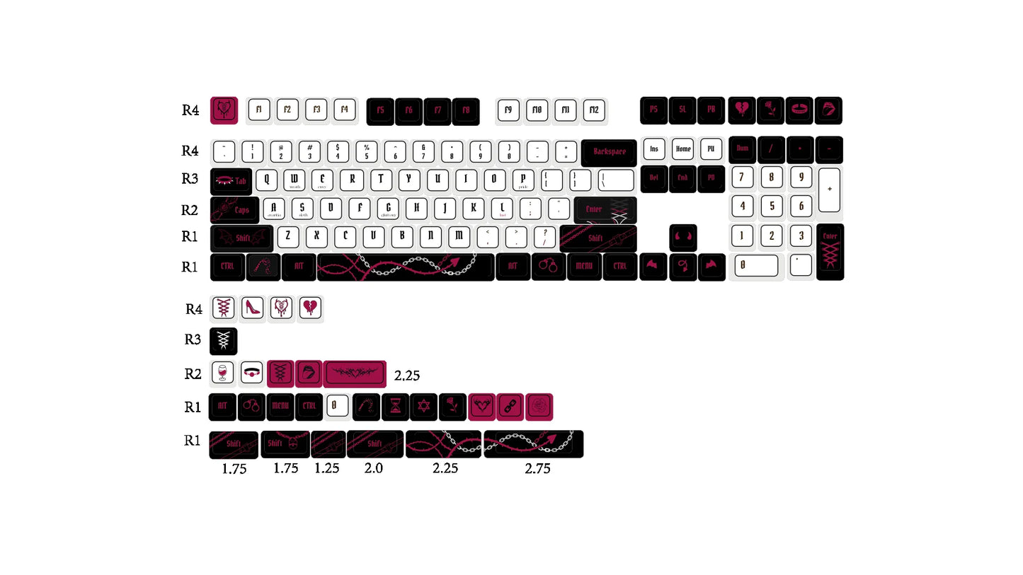 Lust original keycap set full layout and included novelty keys
