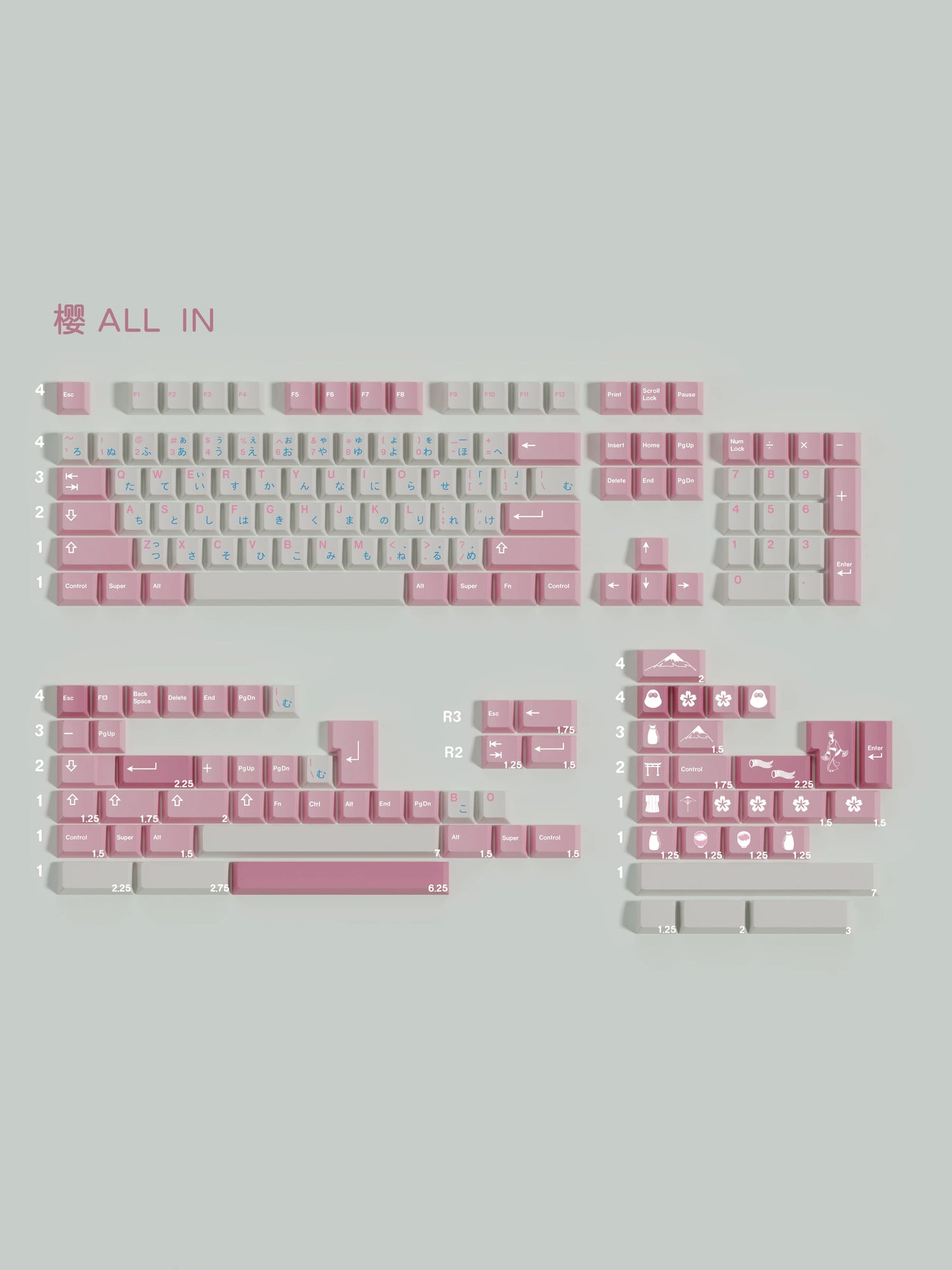 Walker Sakura keycap set detail 7