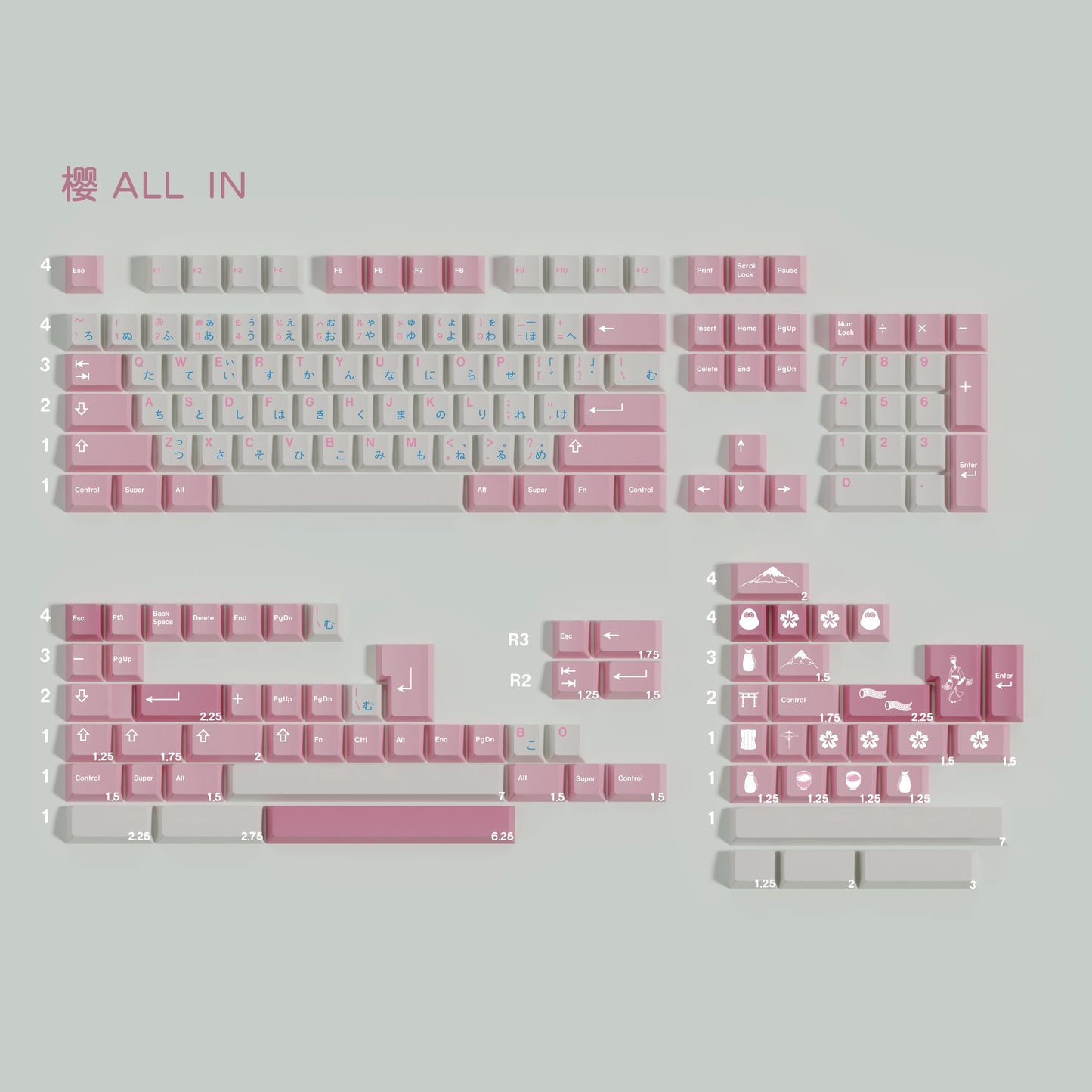 Walker Sakura keycap set detail 4
