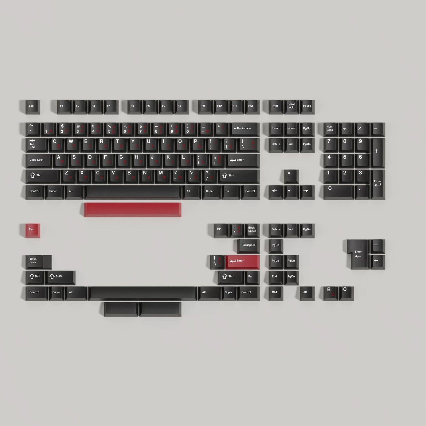 WOB Cherry profile PBT keycaps with red spacebar