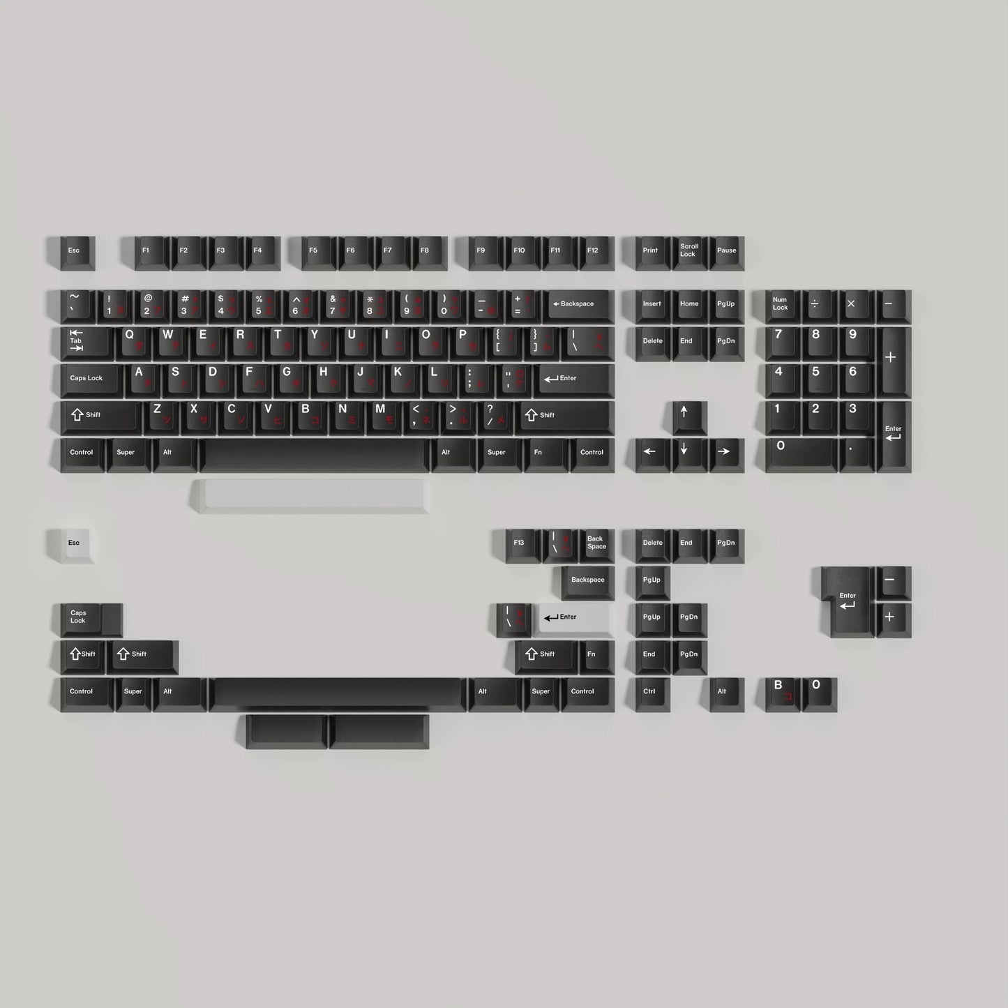 WOB PBT keycap set with split spacebar support