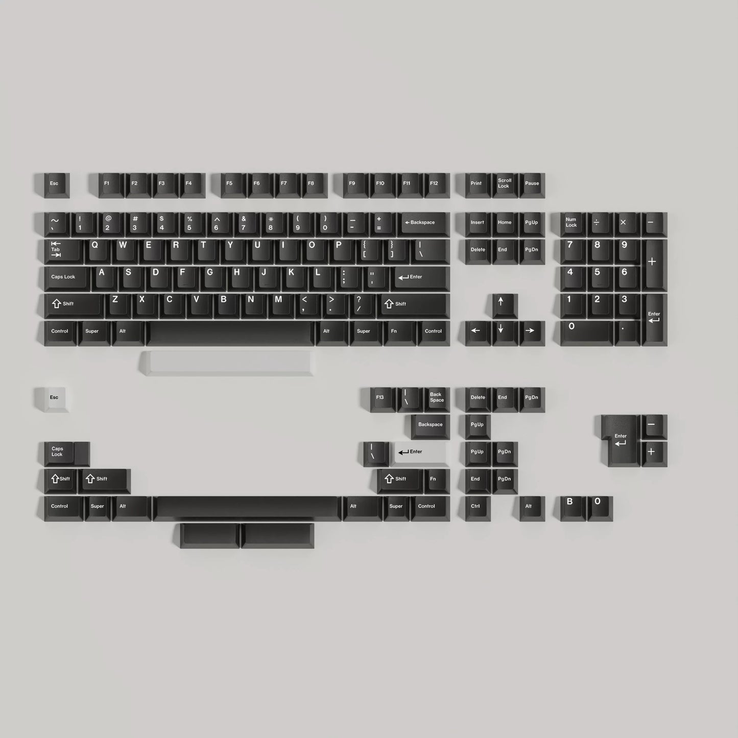 WOB multilingual PBT keycap kit layout
