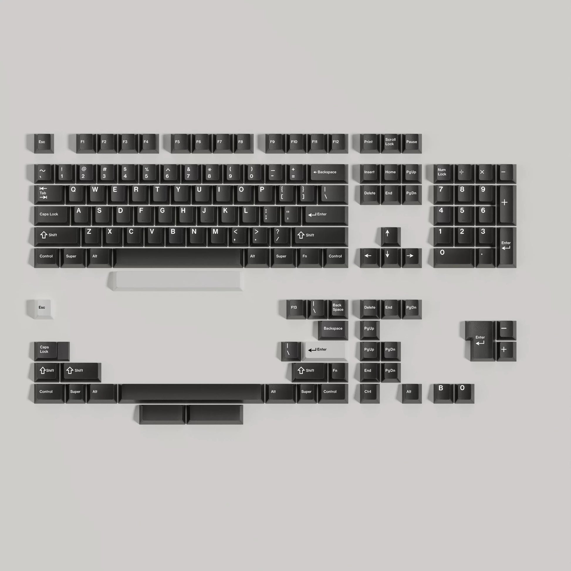 WOB multilingual PBT keycap kit layout