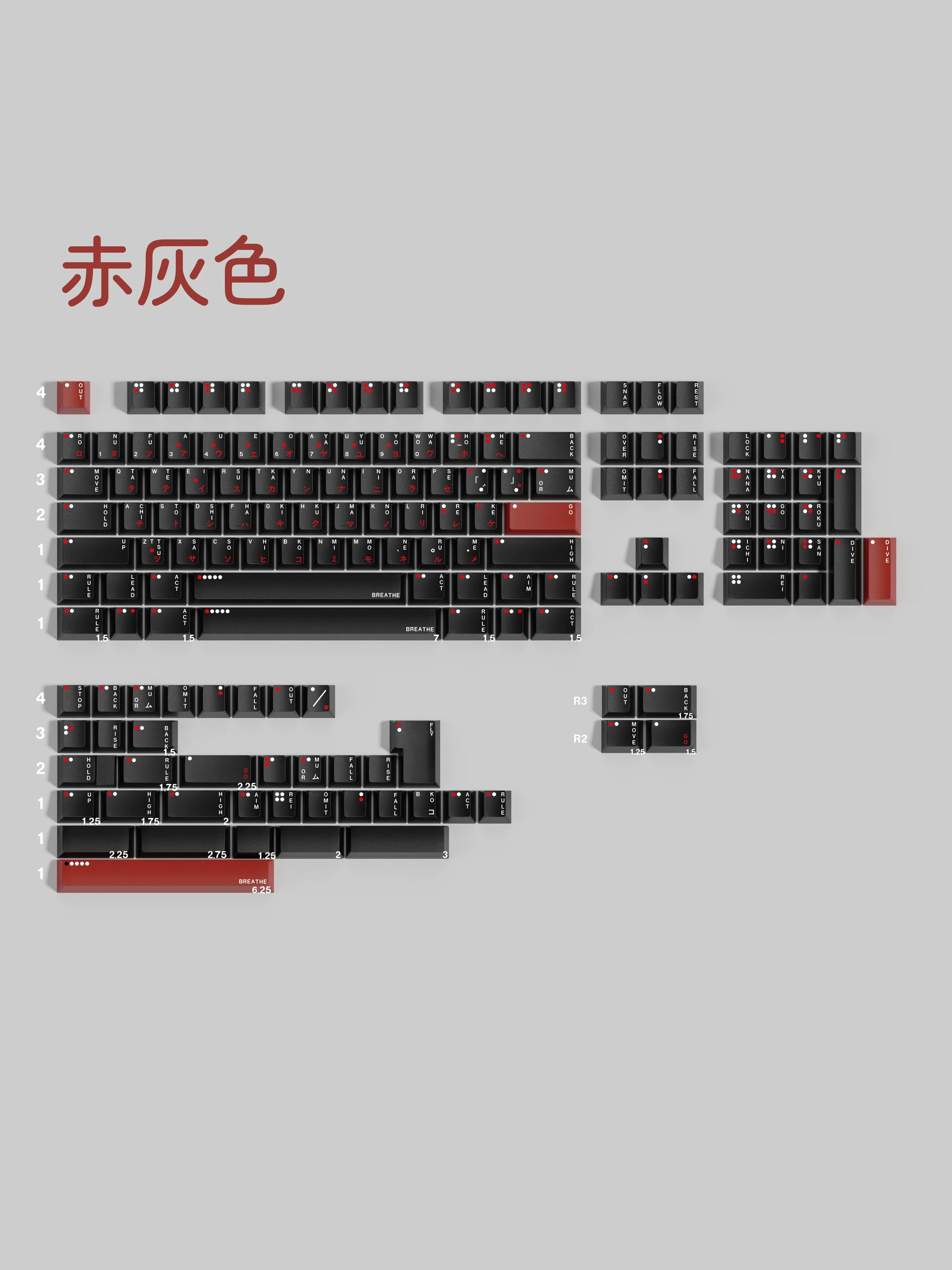 Red Gray keycap set detail 8