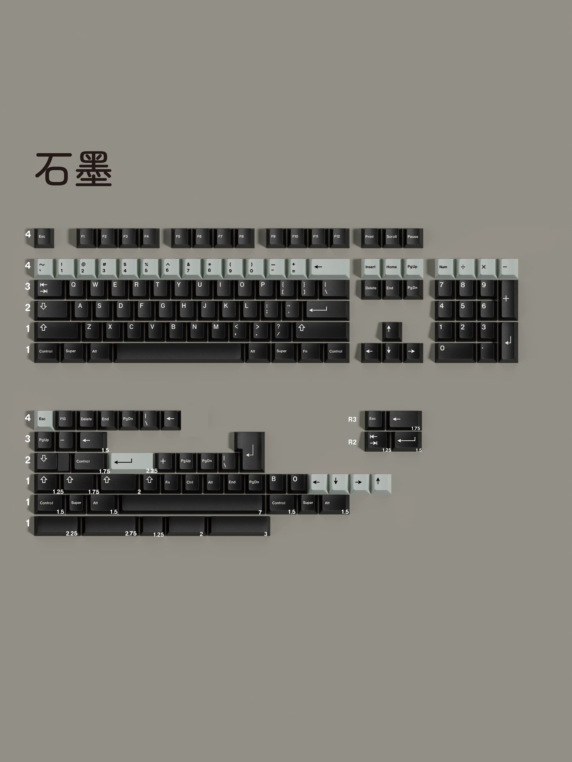 Graphite keycap set detail 6