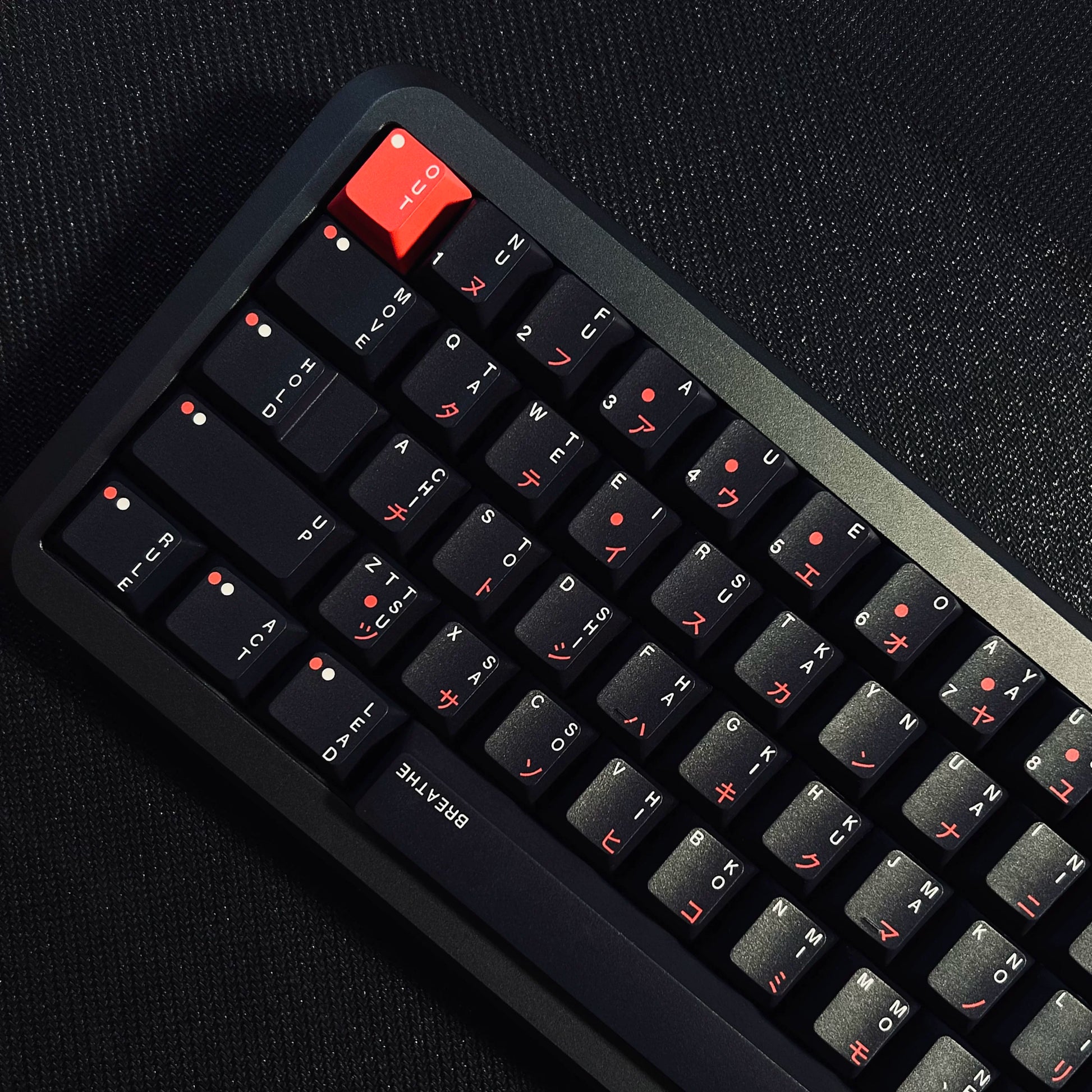 Red Gray keycap set close-up