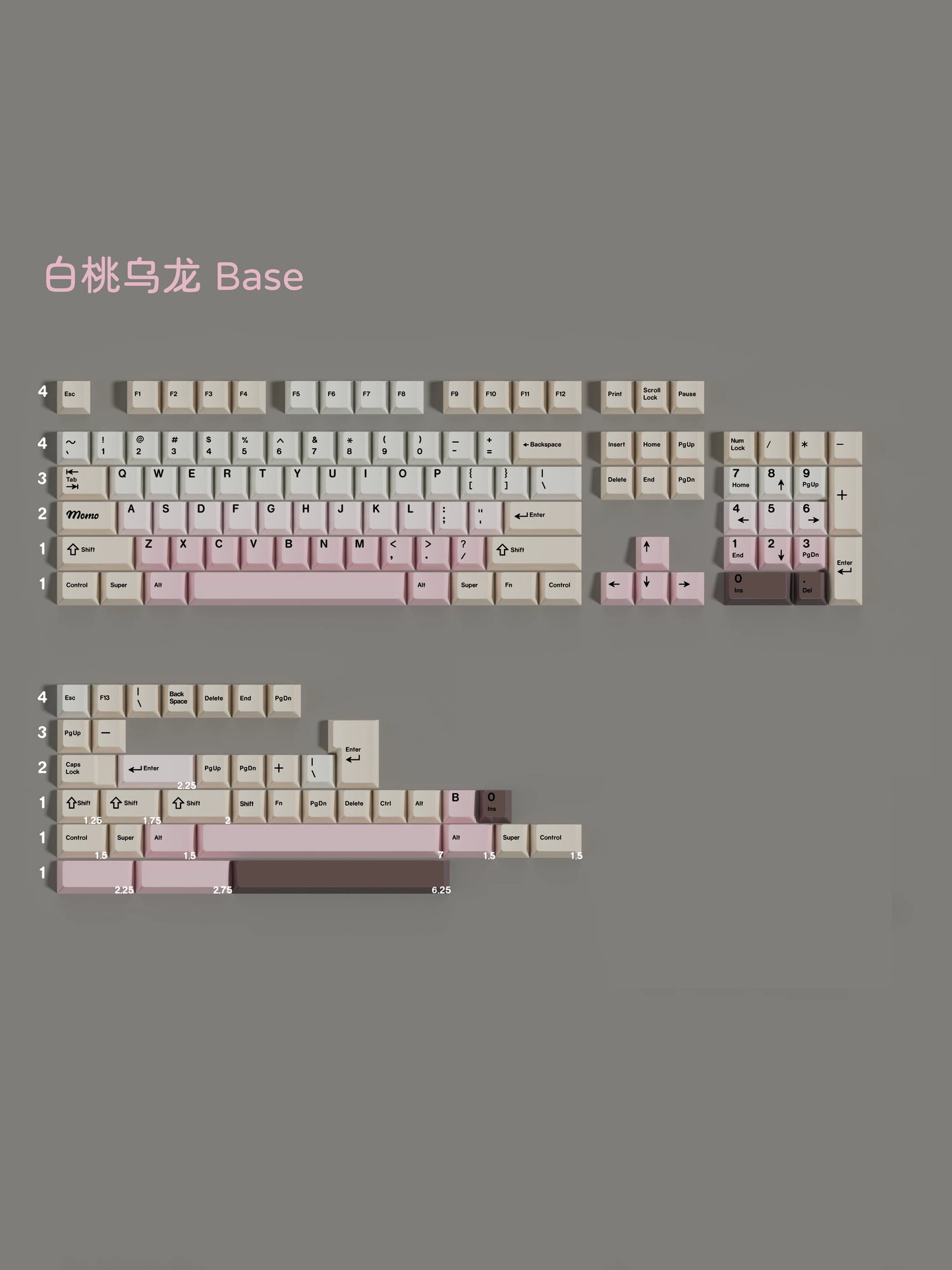 White Peach Oolong keycap set detail 6