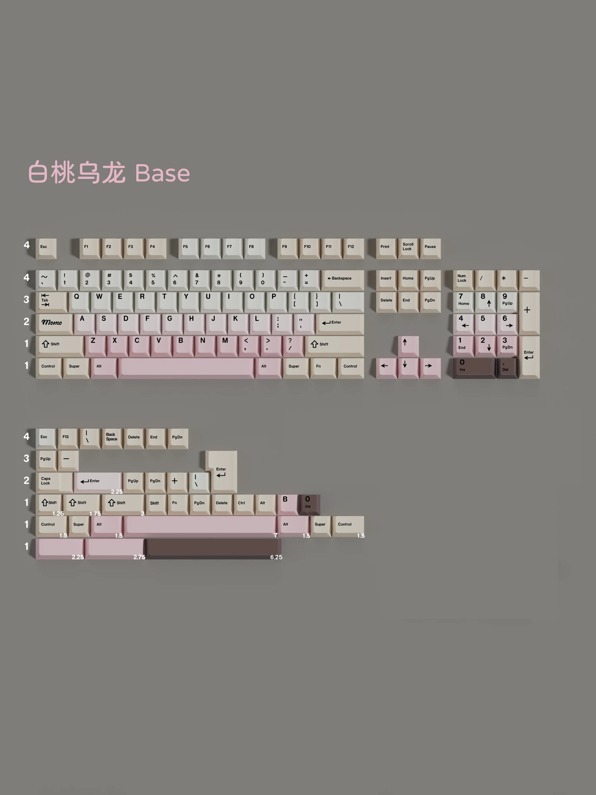 White Peach Oolong keycap set detail 6
