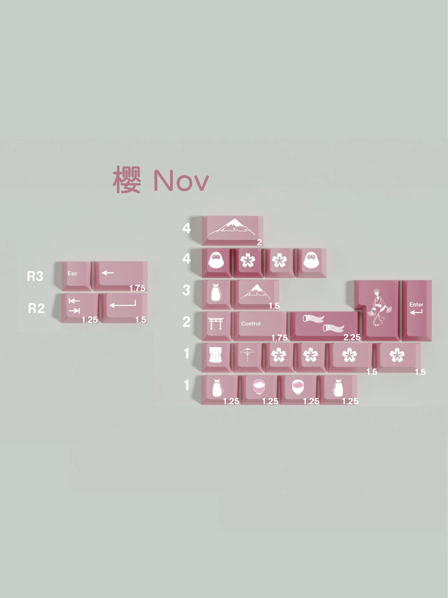 Walker Sakura keycap set detail 8