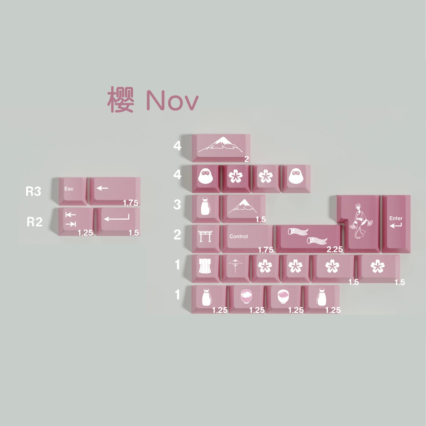 Walker Sakura keycap set detail 5