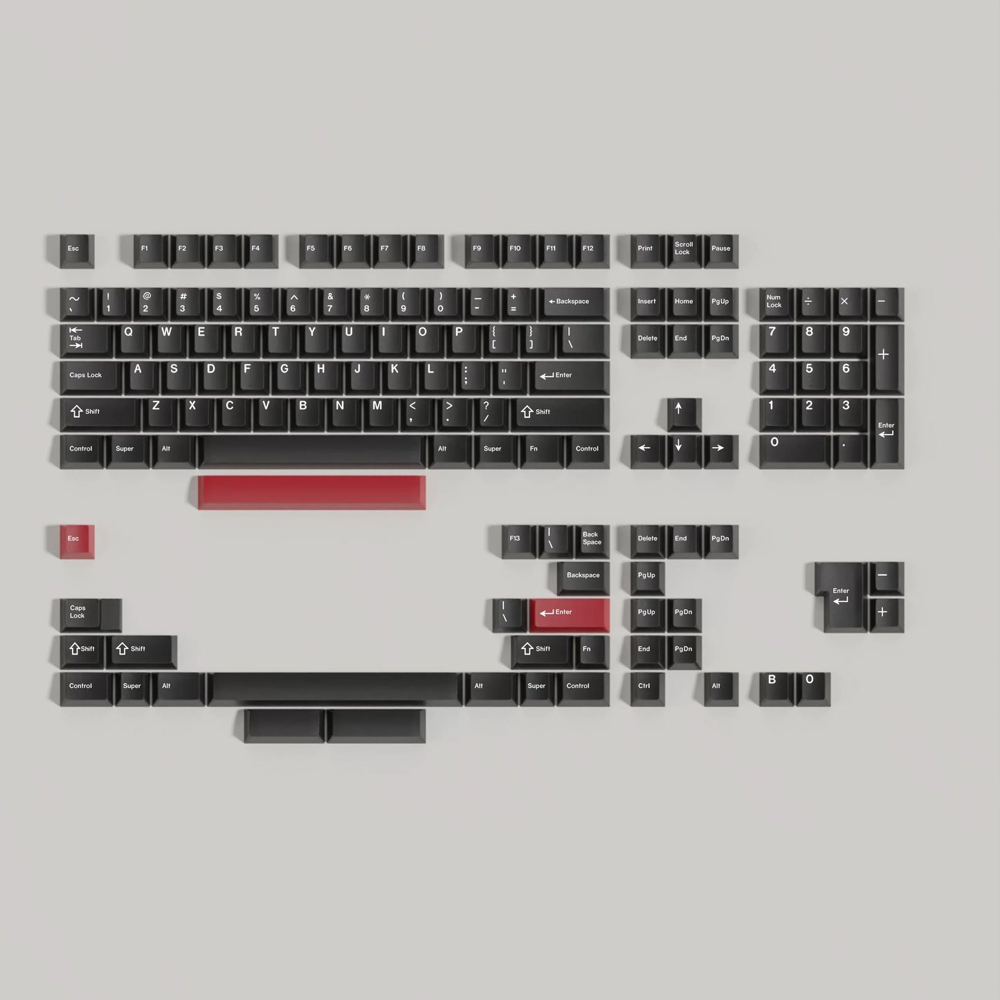 WOB PBT keycap kit with red spacebar accent