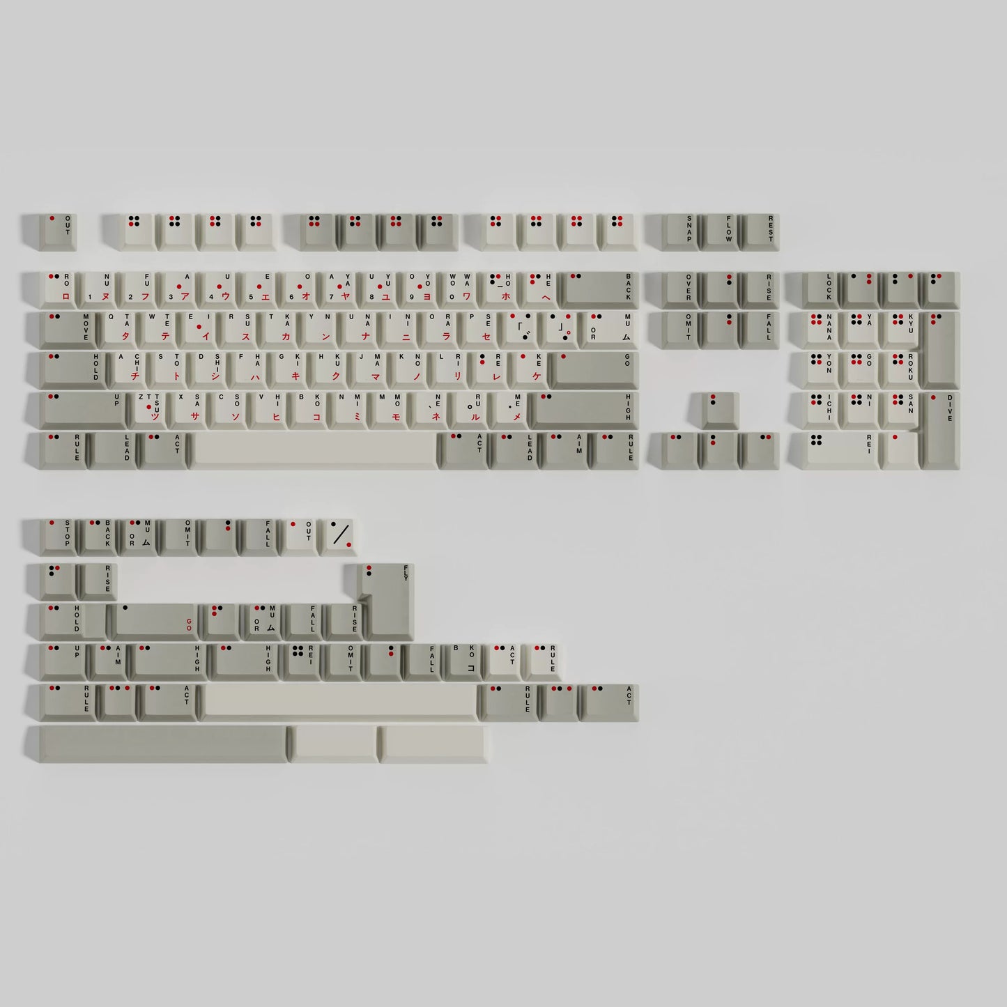 Red Gray keycap set detail 7