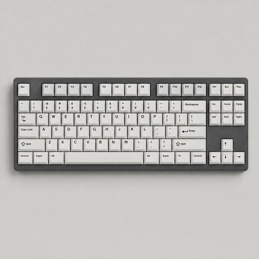 Vintage Style PBT dye-sub keycap set on a TKL mechanical keyboard